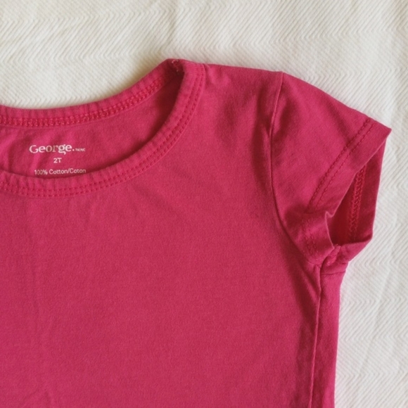 george basic hot pink cotton t-shirt 2T toddler girls - Picture 2 of 4